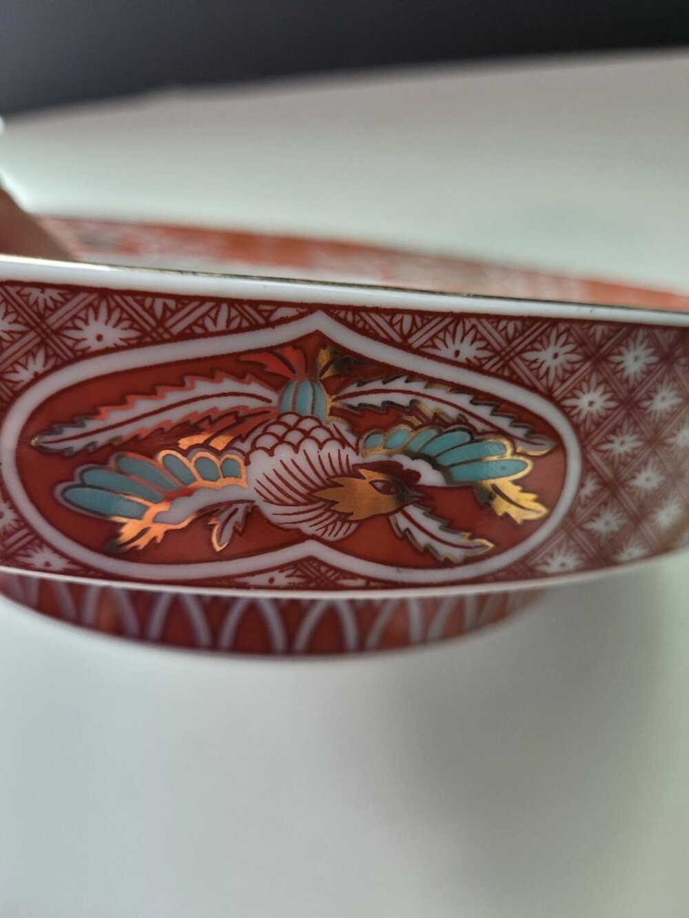 The Toscany Collection Arita Japan Porcelain Bowl Ashtray Red Gold Phoenix Desig - Picture 3 of 13
